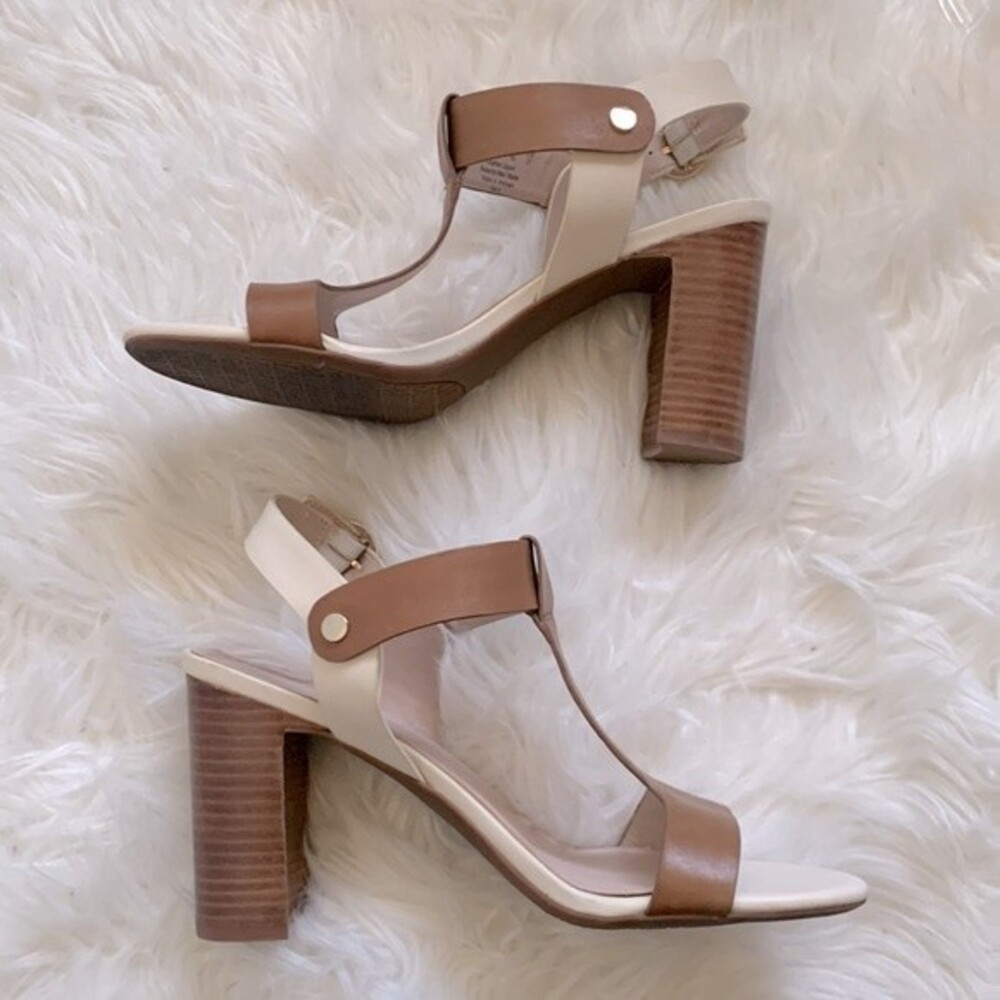 Preston & York Faye Leather T-Strap Block Heel Dress Sandals Sz 10 - Picture 3 of 12